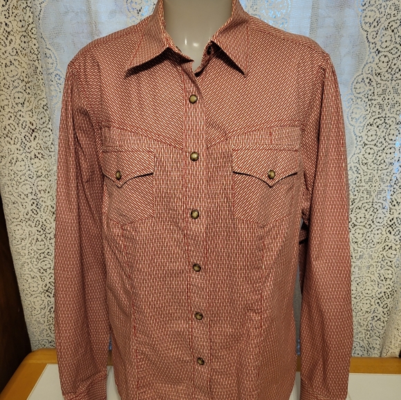 ROCKIES red/beige snap button western shirt size XL - Picture 2 of 6